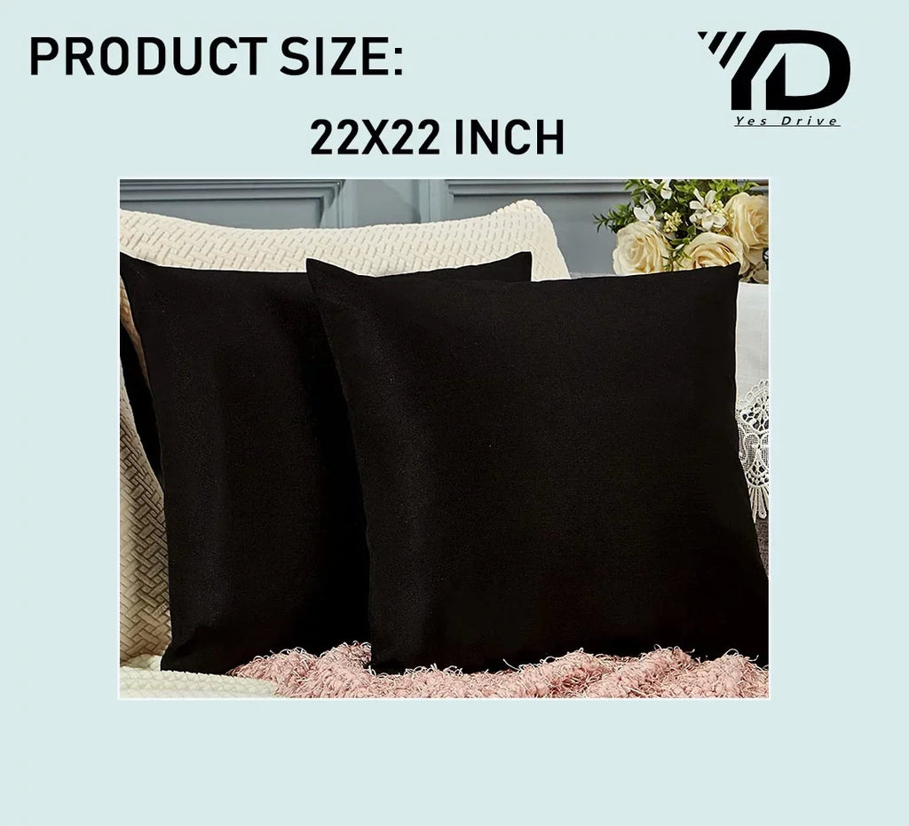 Linen Pillowcase Waterproof Chairs Set Farmhouse Cozy Cushion Square and Soft Covers Sofa of Throw for Case Pillow Decorative 2 and Outdoor