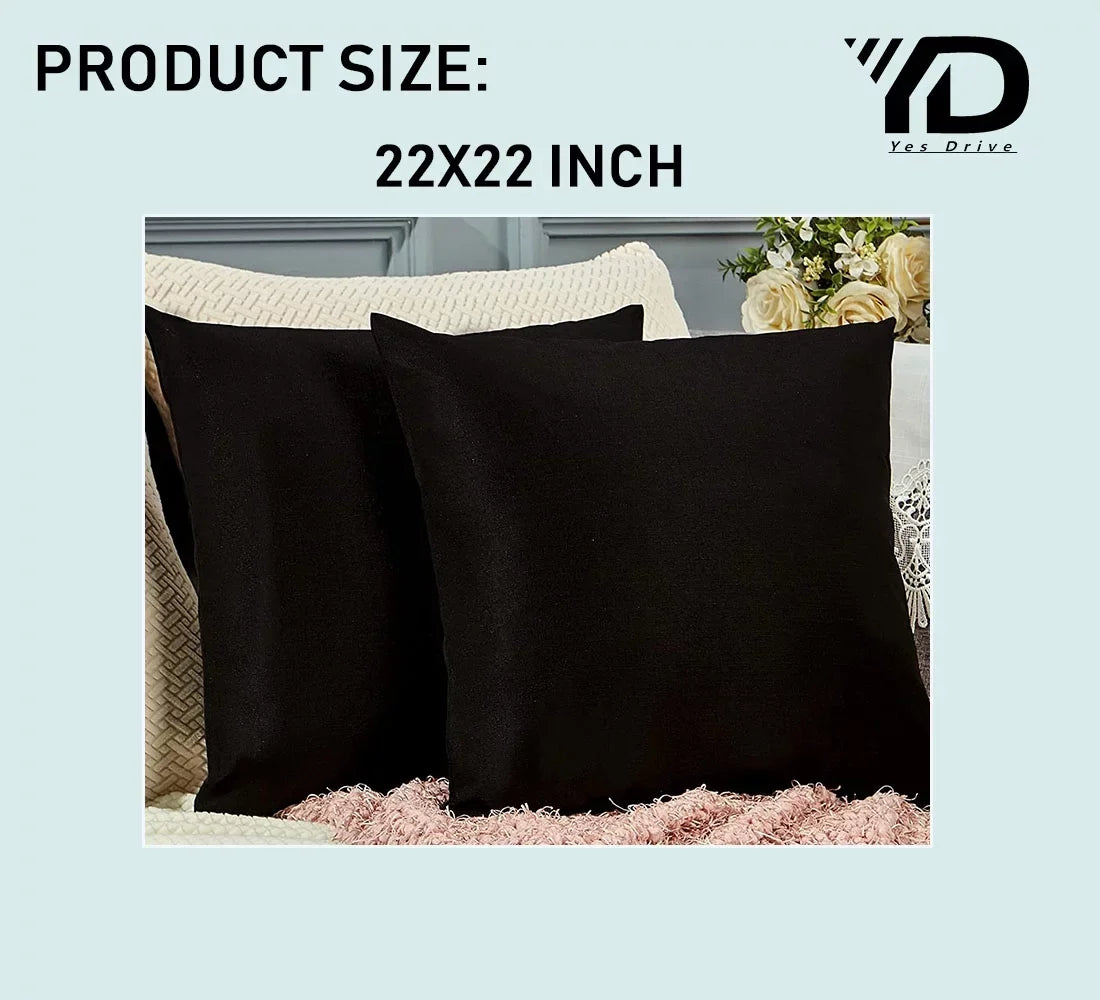 Linen Pillowcase Waterproof Chairs Set Farmhouse Cozy Cushion Square and Soft Covers Sofa of Throw for Case Pillow Decorative 2 and Outdoor