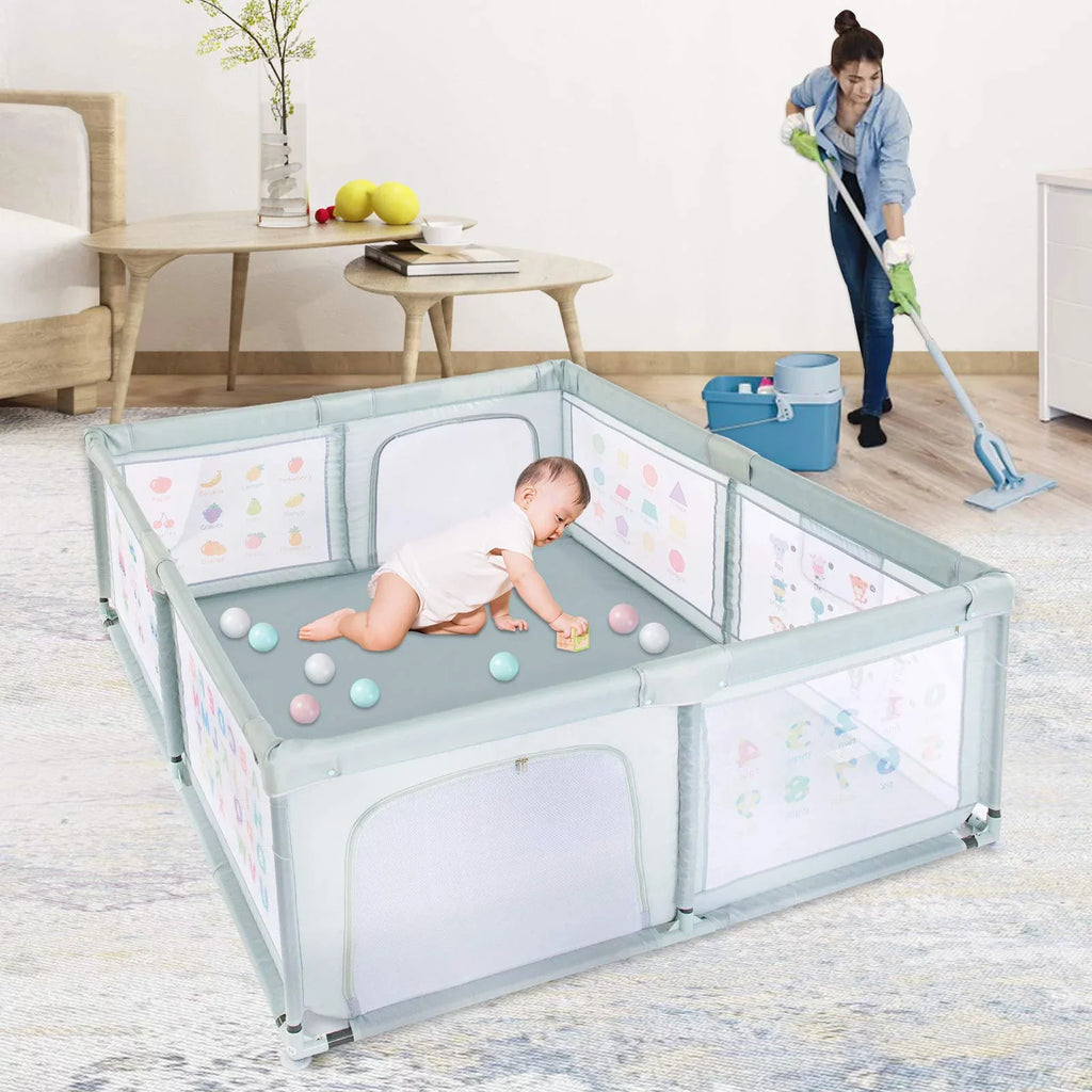 Pull with Two Playpen Nordmiex Baby Yard Rings, 59*70*27 Baby Safety for Play inch