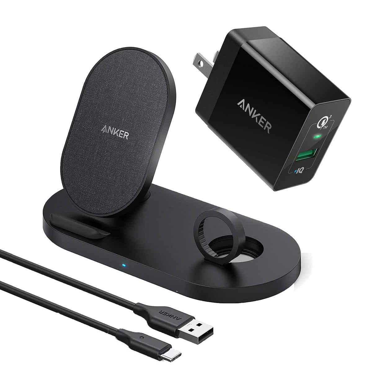 11, Charging iPhone 11 2-in-1 Included) Station Stand with (Watch Anker Not Wireless QC for Charger, Pro Watch Charging SE SE/6/5/4/3/2/1, with Cable 2020, Charging Holder PowerWave Watch Sense