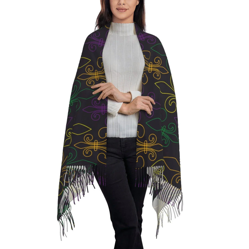 Art Mardi Feel For Scarves Large Print Elegant Gifts- Scarf Bingfone Shawl Wrap Gras Cashmere Carnival Warm Soft Women Winter