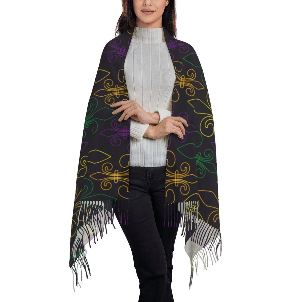 Art Mardi Feel For Scarves Large Print Elegant Gifts- Scarf Bingfone Shawl Wrap Gras Cashmere Carnival Warm Soft Women Winter