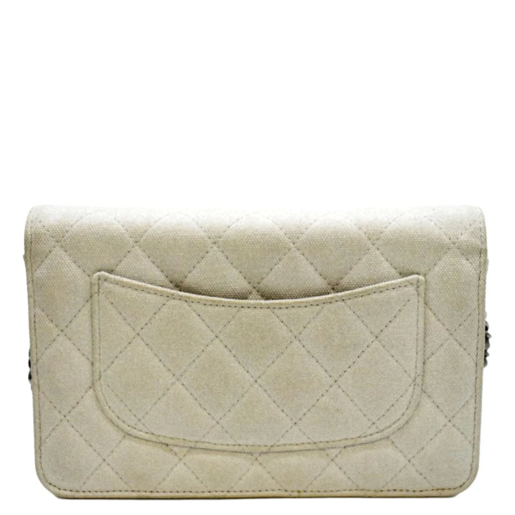 Pre-Owned Classic Quilted Light Space Canvas 2.55 Grey Reissue WOC Charm Crossbody Bag