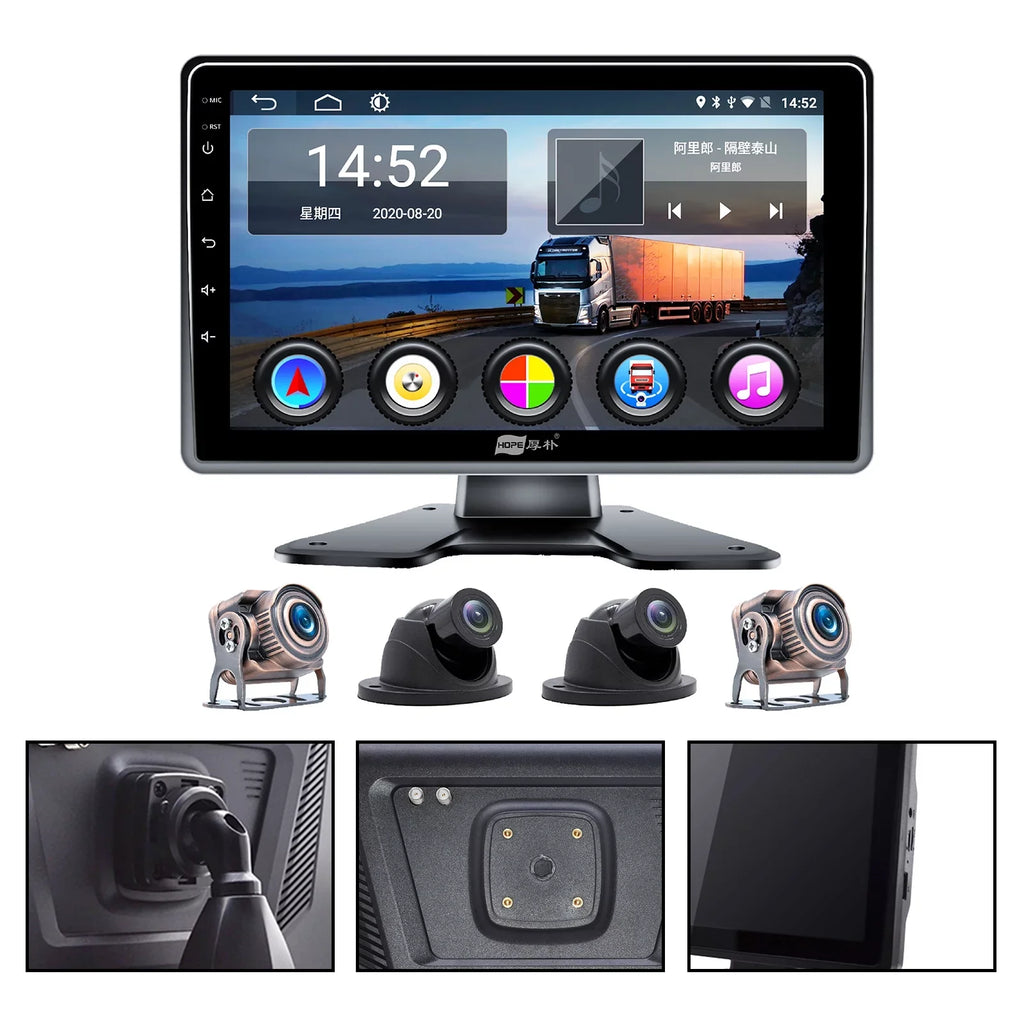 Bus for Driving Touch 10.1"Monitor Video RV Camera Screen Truck GPS Recorder DVR