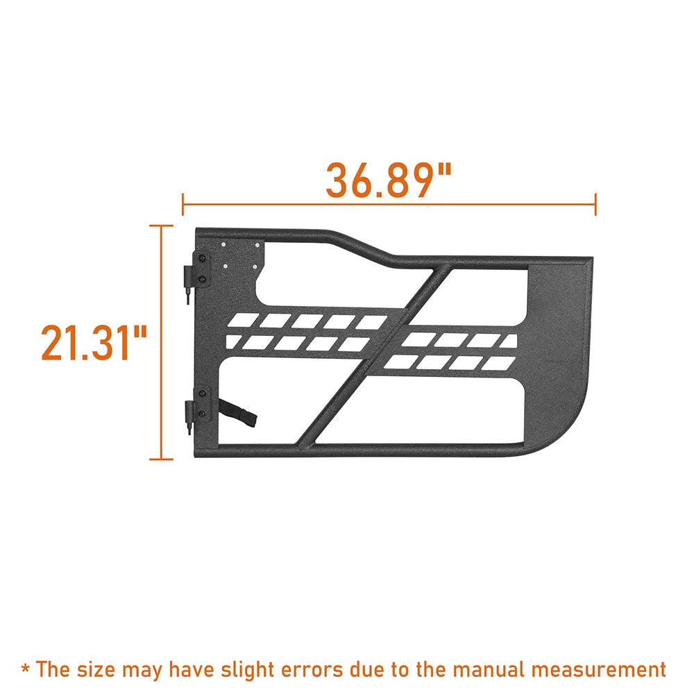 Tubular Steel Door Wrangler Road Fit 2-Door Jeep 2018-2023 Half JL Black Frame Guards Hooke