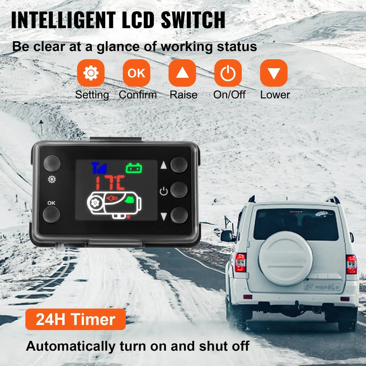 Double Heater LCD VEVOR for 12V 5KW Motorhome with Bus Heater Thermostat Boats Air Diesel RV Mufflers 5KW Diesel Heater and Trailer Diesel Parking