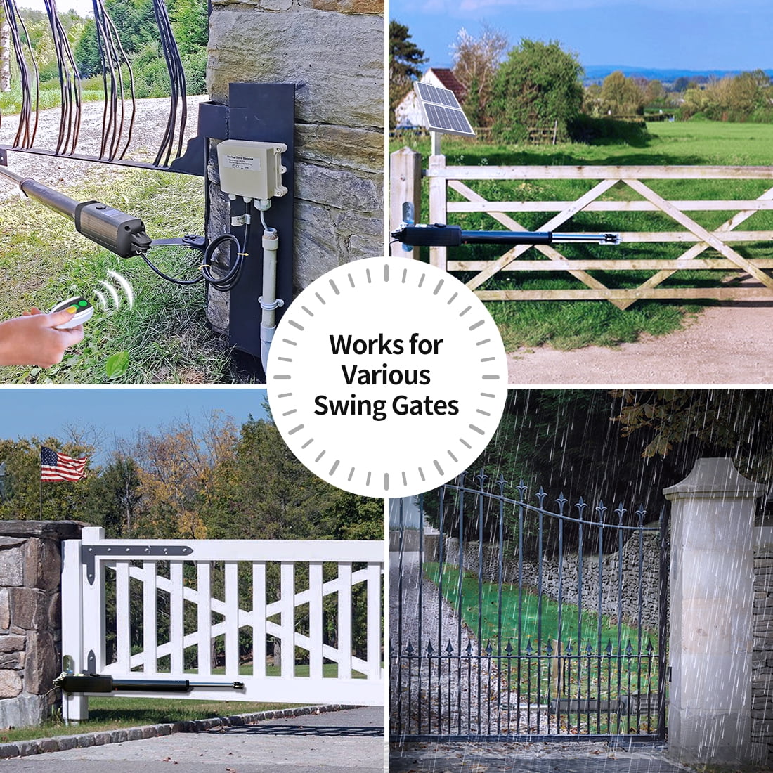 Operator TOPENS Battery Powered with Up Remote Kit for Solar Swing Control Single Gate Swing Gates Compatible Automatic Opener Gate 16ft, A5S Gate Duty Medium Motor Single to
