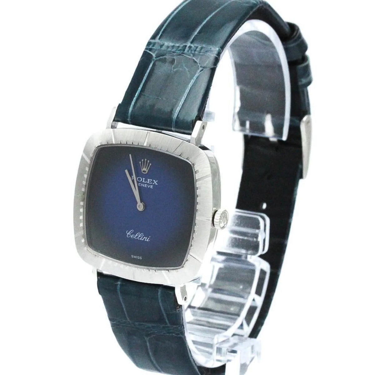 BF567340 Gold White 18K Watch (Good) Vintage Hand-Winding 4084 Mens Pre-Owned Cellini
