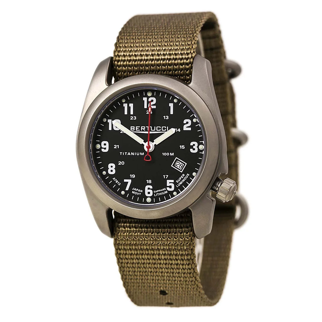 Nylon Original Mens Dial Black A-2T Analog Classic Beige - Watch Strap 12724 Titanium - -