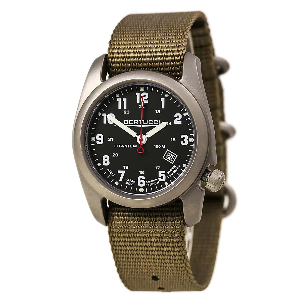 Nylon Original Mens Dial Black A-2T Analog Classic Beige - Watch Strap 12724 Titanium - -