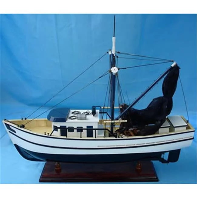 19in. Model Boat Natural Wood x Shrimp 25in. Modern x 5in. Boat Handicrafts Old -