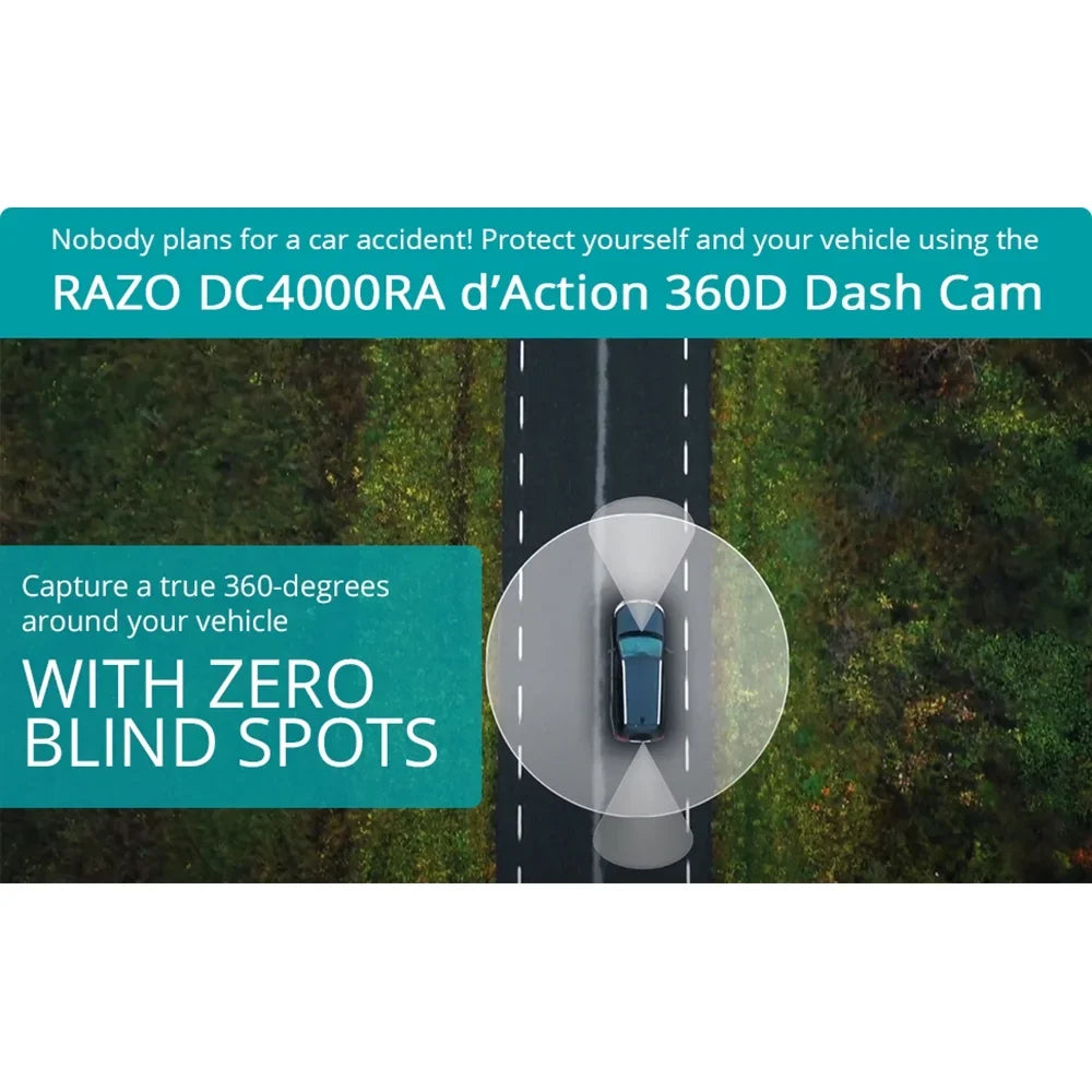 Simultaneous All Box) 3-Ch Built-in Impact Razo Card (Open Surroundings Covering Blind DC4000RA, Dash All 360-Degree Records Recording, at microSD 32GB with G-Sensor Detection Spots, GPS, Cam - Once,