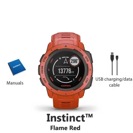 Rugged Flame Garmin Outdoor Restored GPS Watch Instinct Red (Refurbished)