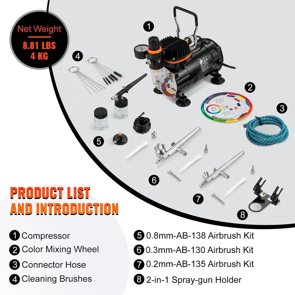 Kit System Nail with BENTISM Gravity Cookie Compressor, Art Airbrush Multi-purpose with Professional Feed Airbrushing Airbrush Tatto Dual-action Kit, Set Airbrushes,