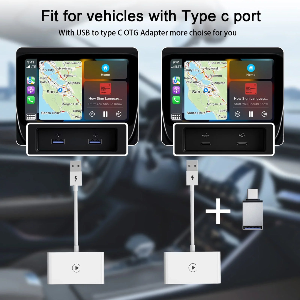 iPhone Player Adapter Wireless Car Carplay IOS Dongle Navigation Replacement for USB