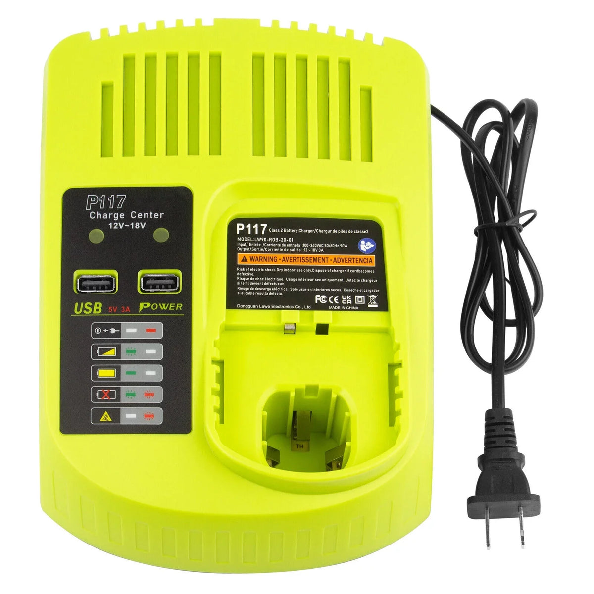 P107 P104 Li-ion P117 18V For US P108 P109 Ryobi Plug P103 Charger Battery Fast