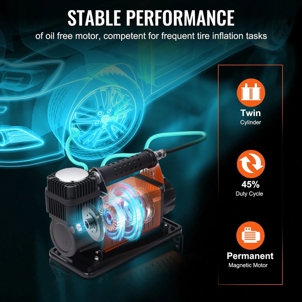 150PSI 12V 6CFM VEVOR Universal, Air High On-Board Compressor, Performance