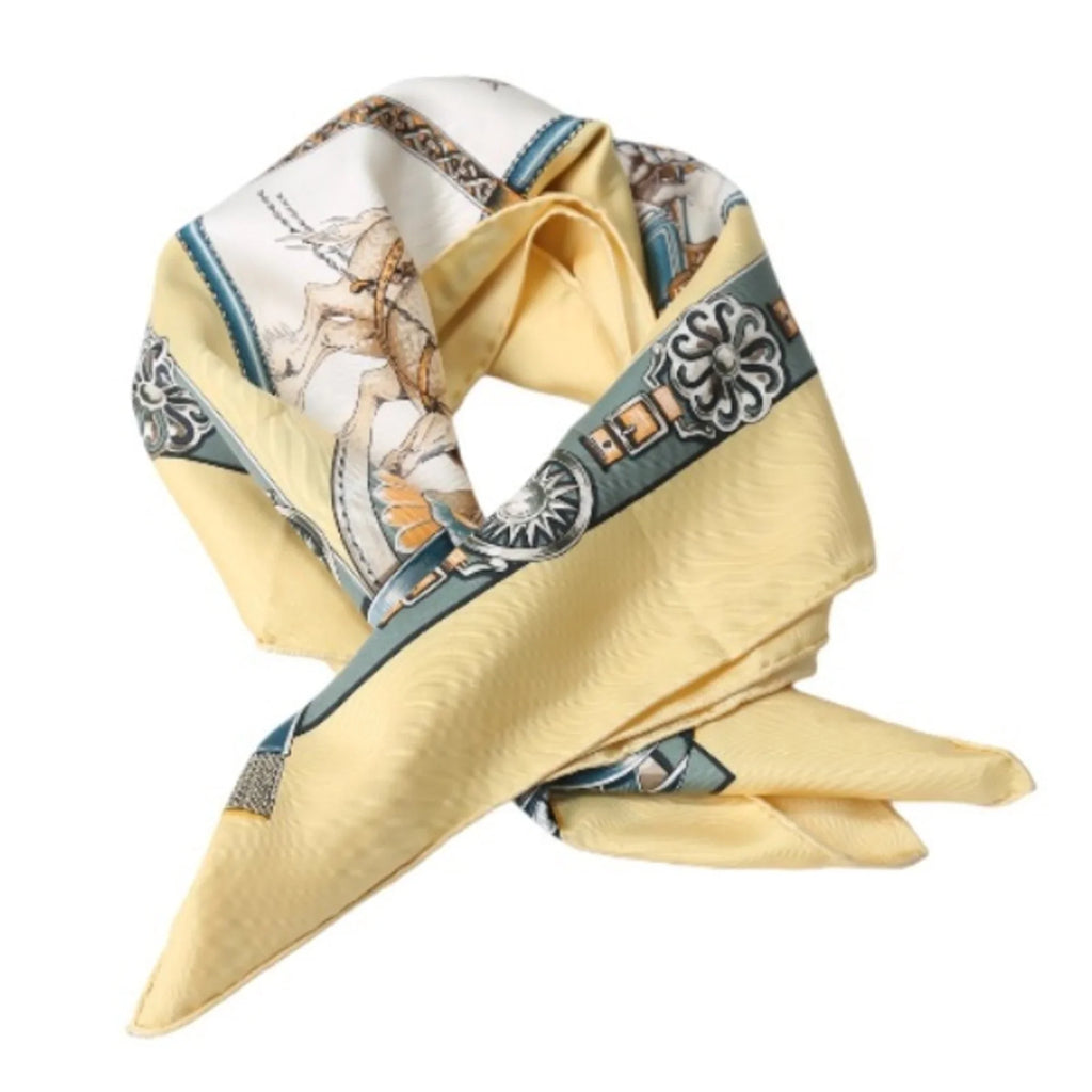 Scarf Silk Pre-Owned 100% Kare90 Hermes HERMES Taima Yellow (Fair)