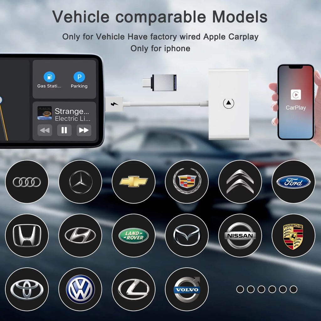 iPhone Player Adapter Wireless Car Carplay IOS Dongle Navigation Replacement for USB