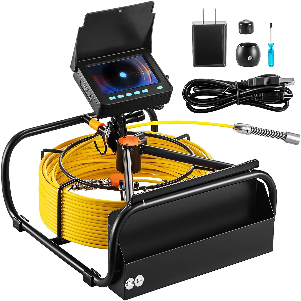Pipeline 30M Battery, LCD 98.4 Lithium Camera 6PCS Camera with DVR Inspection BENTISM Camera 8500MAH Sewer FT, Monitor TFT Camera, Inspection LED, 4.3 Pipe Inch Function, Duct
