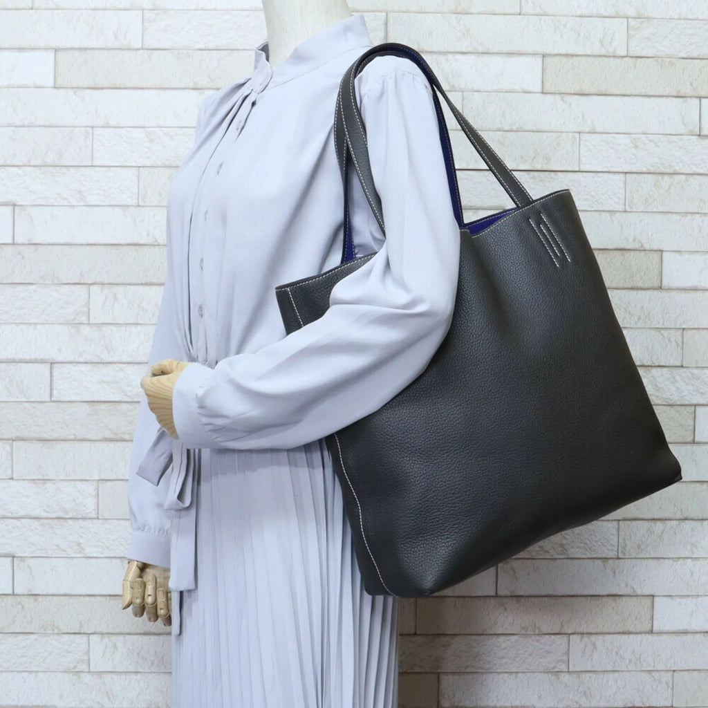HERMES Double Women's (Good) Sense Bag Hermes Tote Pre-Owned Etain Clemence Taurillon
