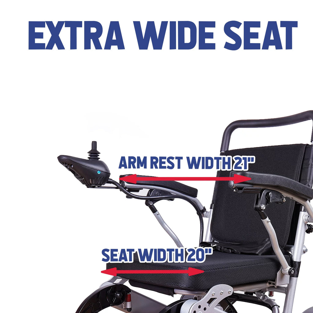 and Electric - Exclusive Alton 500W Lightweight Foldable Power 20 - - - miles SILVER Mobility 360lbs Wheelchairs