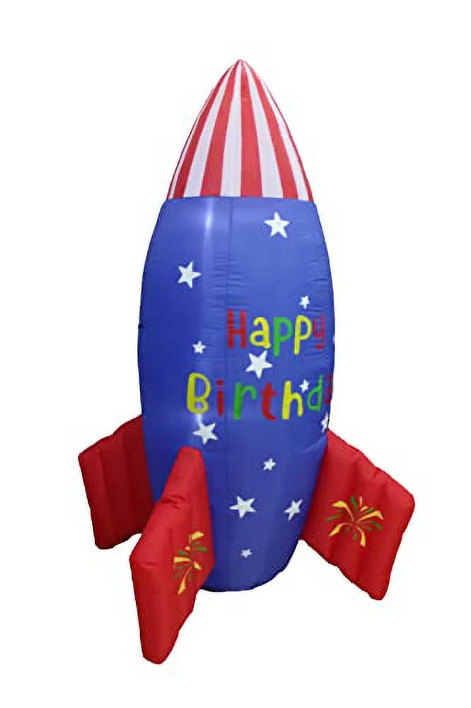 Lighted Birthday Blowup Party Happy Indoor 6 LED Decoration Inflatables Rocketship Family Pre-Lit standard for USA Home Garden Lights Design Yard Prop Tall Stars Foot Outdoor Inflatable Blossom