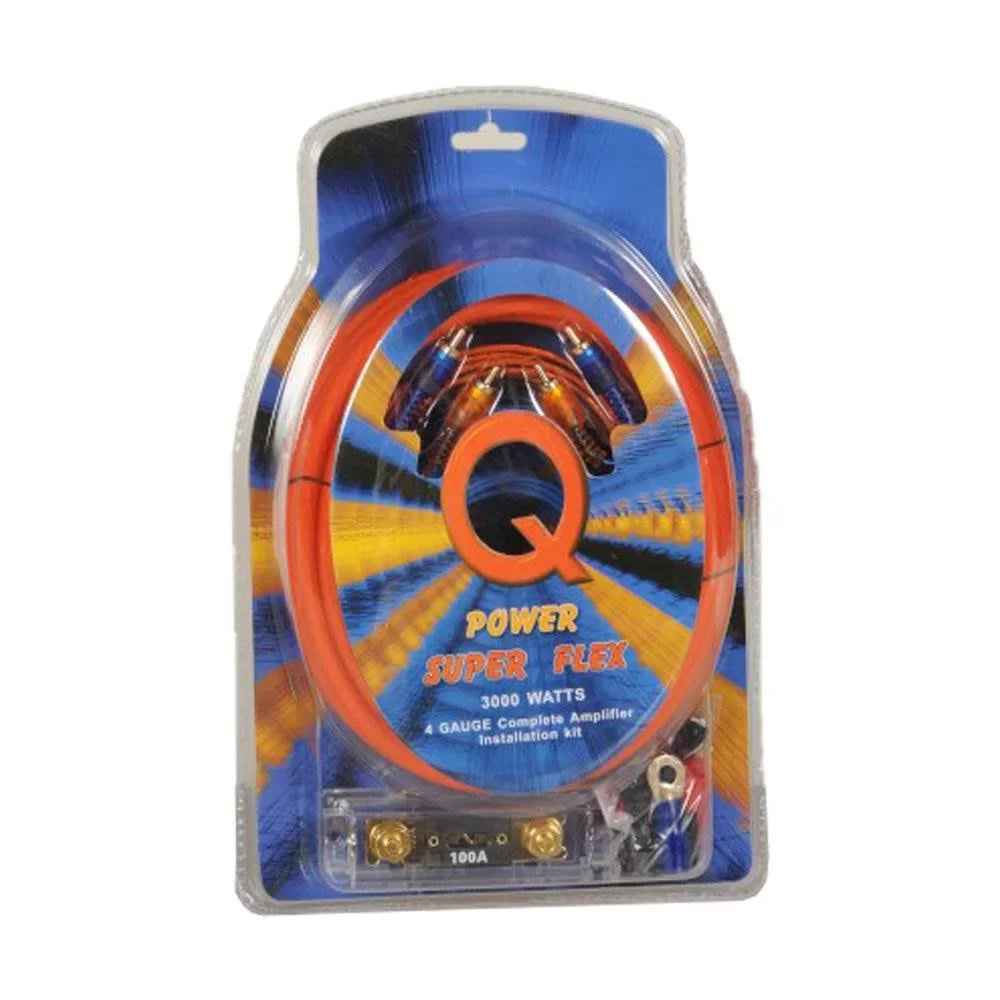 Kit, Car QPower Amplifier Audio 3000-watt Super 2 Wiring Flex Pack 4-Gauge
