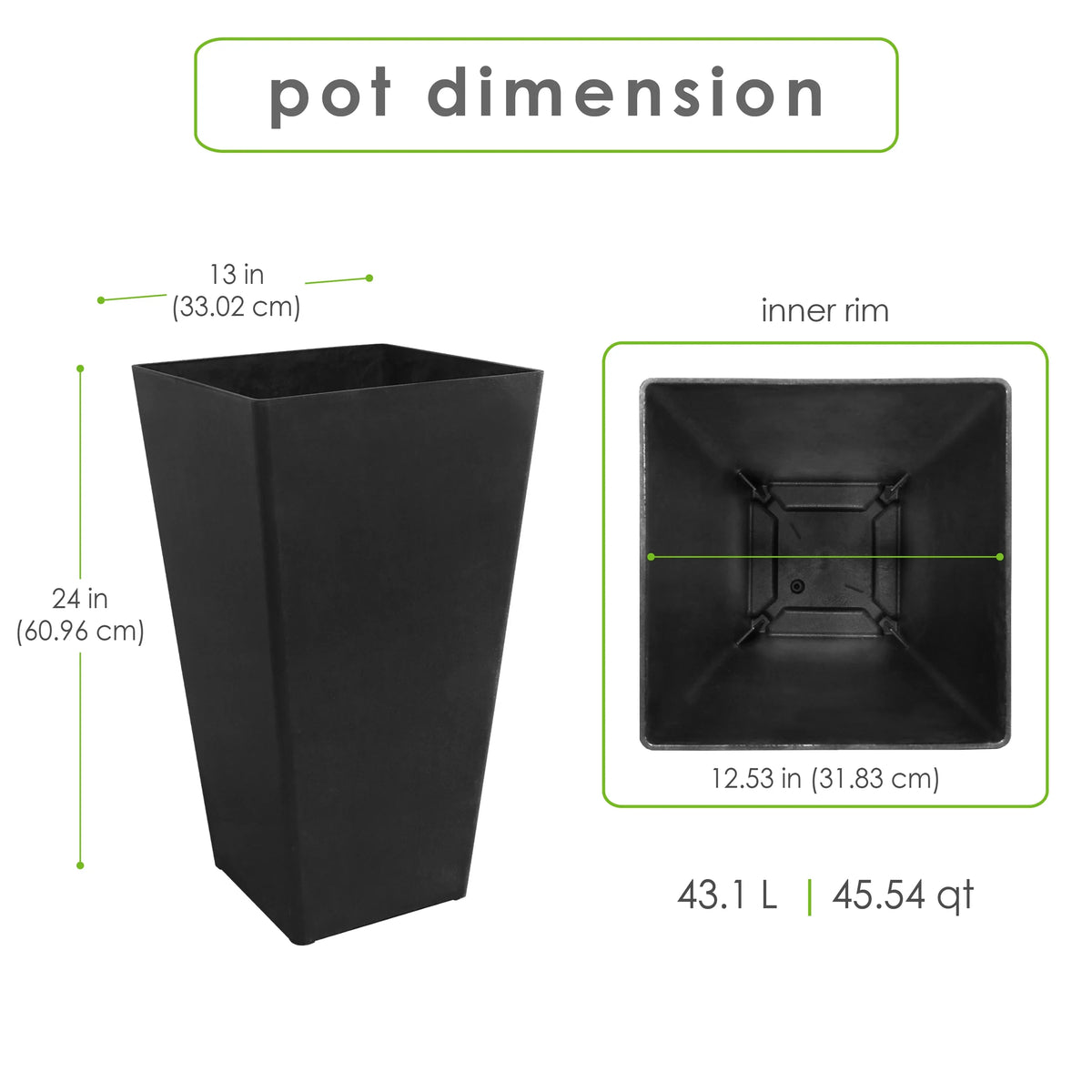 Home 24’’ Multy Slate Avondale Planter