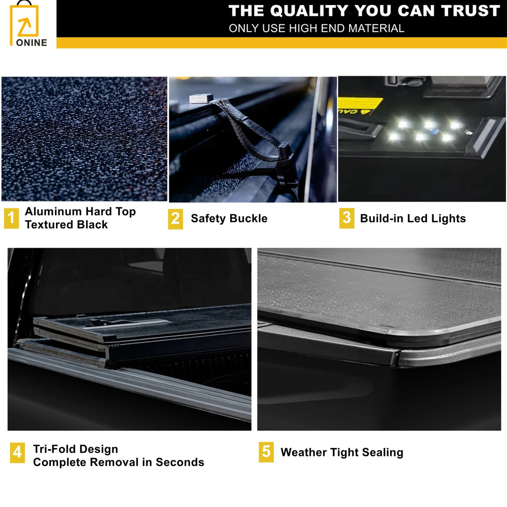 ONINE Custom Multi-Function Truck Ram with Does or Tonneau Bed(67"), RamBox New AWH Dodge (Split) Bed Hard 1500 2019-2024 Fit Cover 5.7ft Not Tailgate Does Tri-Fold not Classic, fit Body Fit