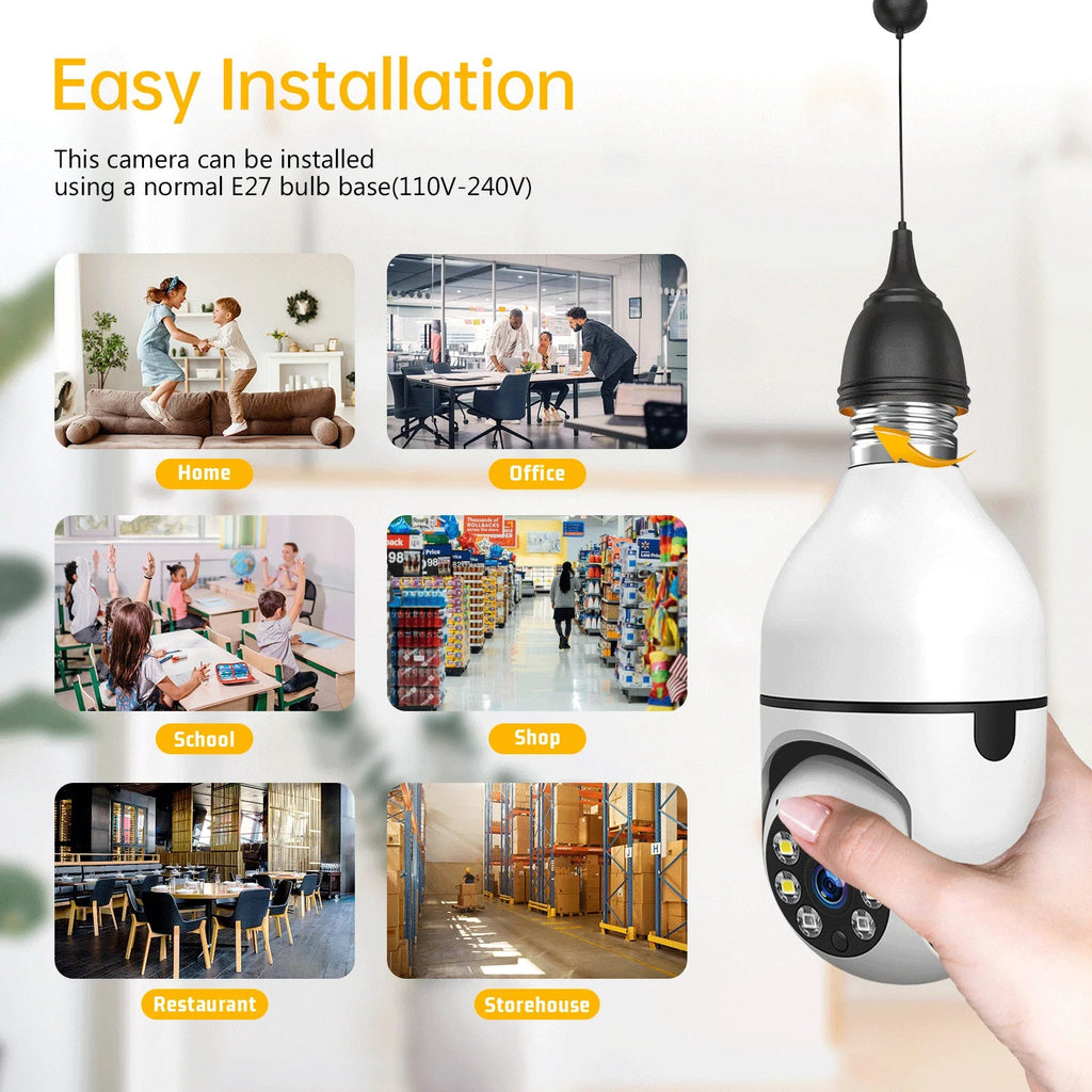 TOGUARD Camera (2PCS) Outdoor, Dome Remote 2.4G Light Night Camera with 1080P Detection Access 2-Way Security Wireless Bulb Wifi 360° E27 Motion Camera IP Vision Color Audio