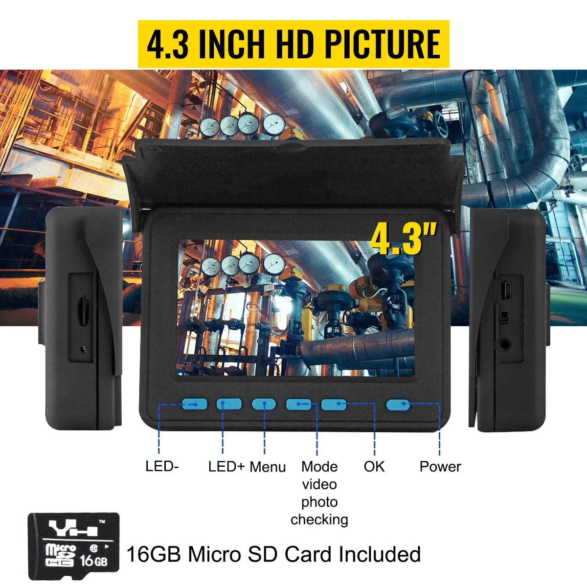 Pipeline 30M Battery, LCD 98.4 Lithium Camera 6PCS Camera with DVR Inspection BENTISM Camera 8500MAH Sewer FT, Monitor TFT Camera, Inspection LED, 4.3 Pipe Inch Function, Duct