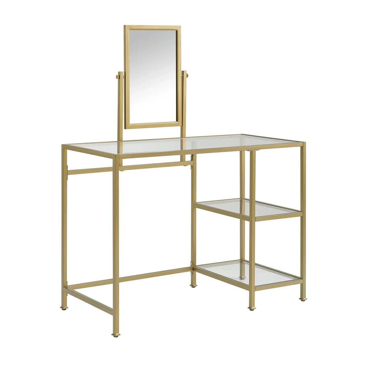 Furniture Vanity Crosley Soft 2-Piece Tempered Glass Desk/Mirror Aimee Gold in