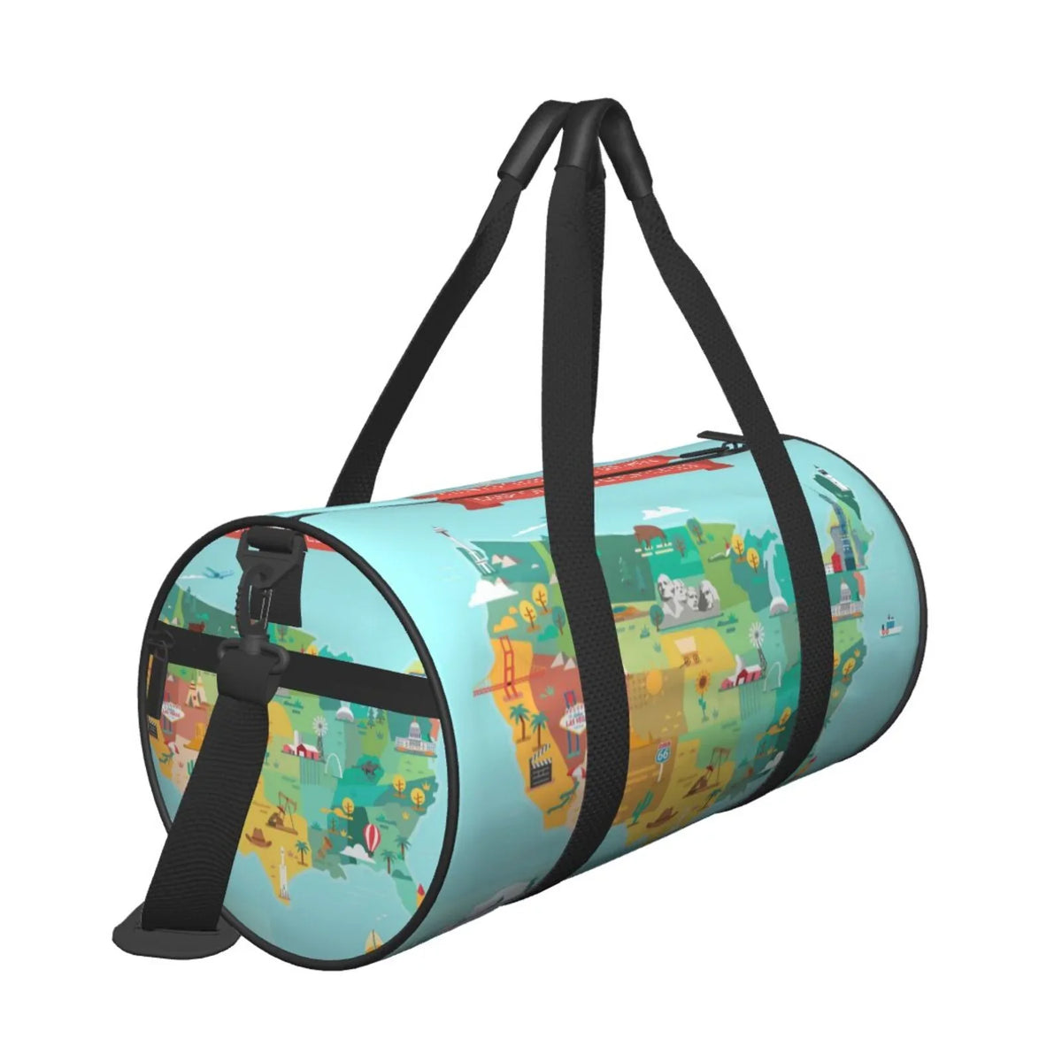 Travel Map USA Coaee Tourist Sports Luggage Pocket Compartment Bag Capacity Bag Bag with Large Gym and Waterproof Cylinder