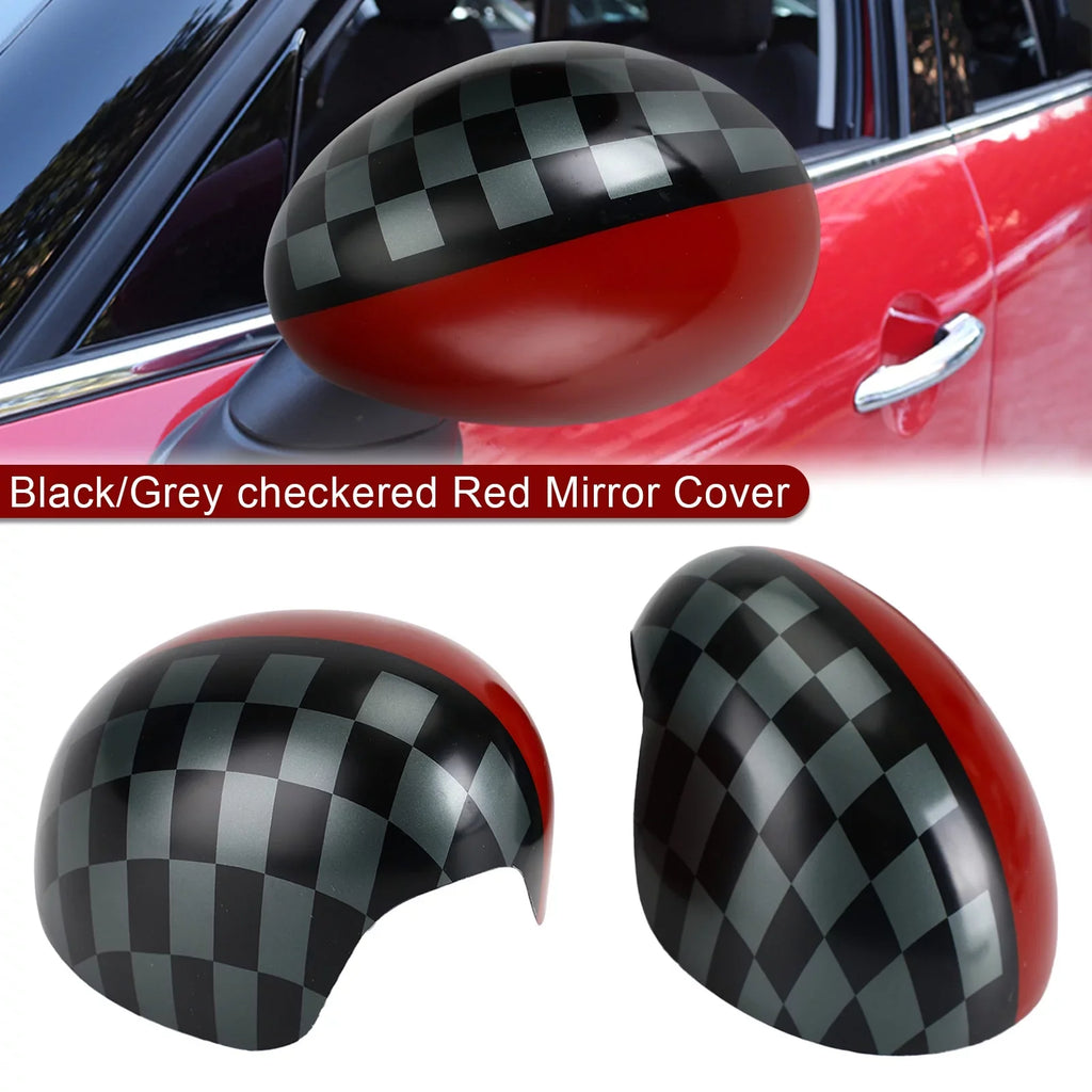 F56 Cooper Black/Grey Red Mirror Cover MINI for Hardtop F55 checkered