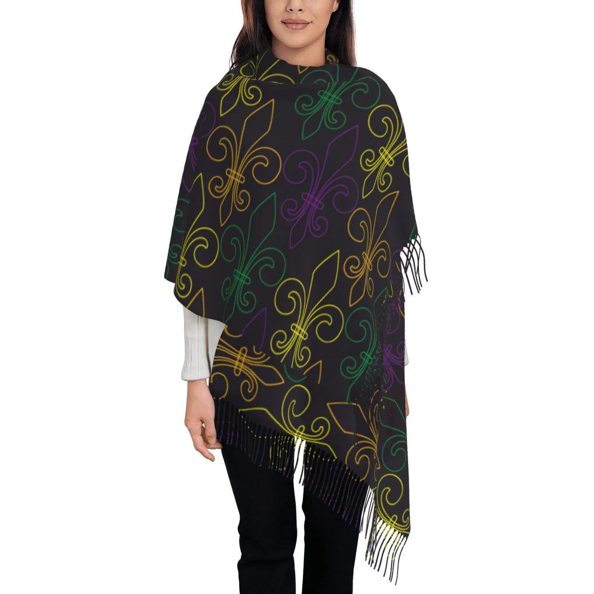 Art Mardi Feel For Scarves Large Print Elegant Gifts- Scarf Bingfone Shawl Wrap Gras Cashmere Carnival Warm Soft Women Winter