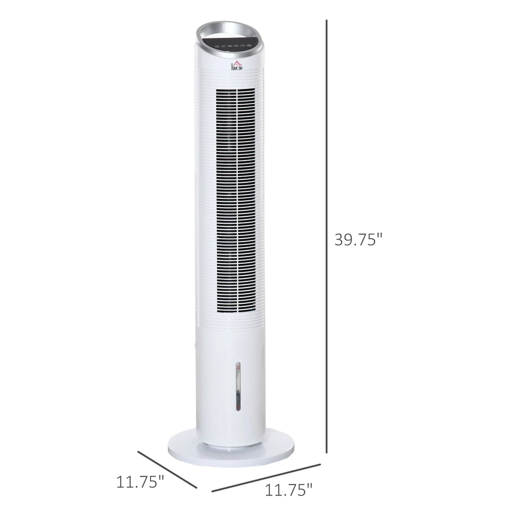 3 Humidifier, Office, Remote, Home Modes, 40" 3 Oscillating, Ice Display, White 3-In-1 Cooling Speeds, LED 8H Cooler HOMCOM Fan Air for Evaporative with Timer,