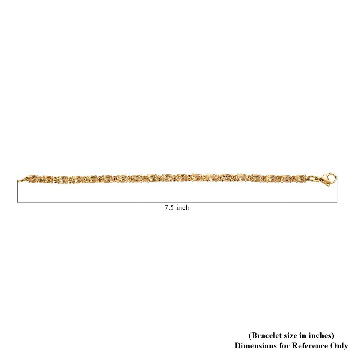 for Size LC 7.25" Ion Gold Women Jewelry 7.38 wristband Steel Shop Stainless Citrine Oval Gifts Ct Plated Yellow Birthday