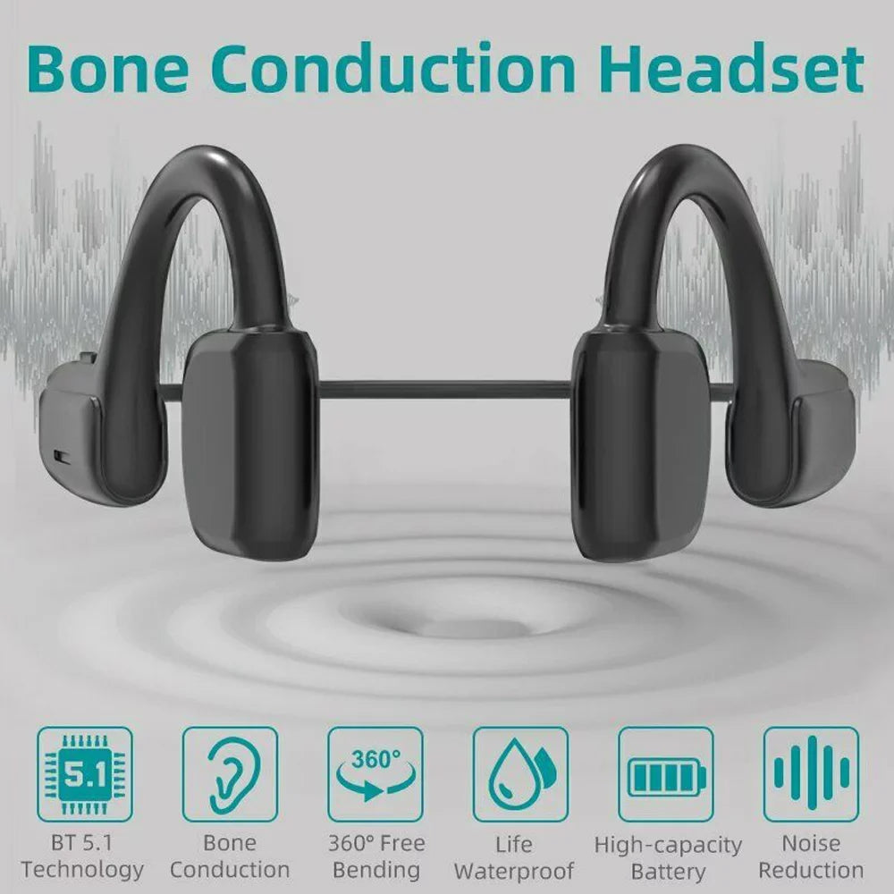 Earbuds Outdoor Bone Wireless Headphones Headset Sport Bluetooth 5.1 Conduction