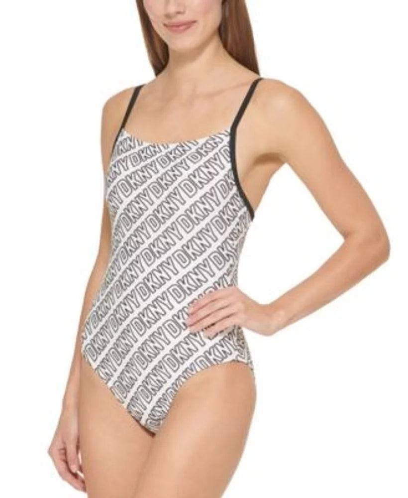 Logo-Print US WHITE/BLACK One-Piece X-Large DKNY Swimsuit,