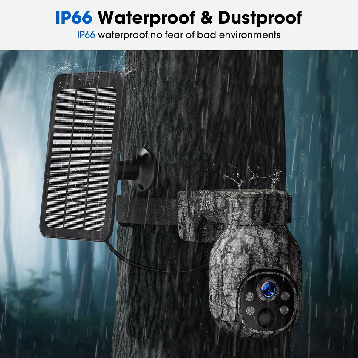 PIR Vision, 2K Night View, Cellular Game Waterproof, Card 90°Tilt, 360°Pan Camera with &SD Camera Security 4G Storage, Hunting with No LTE, Cloud Trail Solar SIM Motion, CAMPARK Cam WiFi Live Wireless