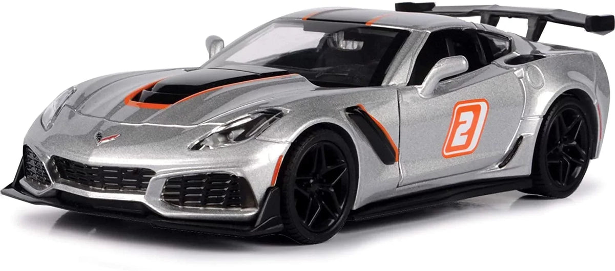 Silver Diecast - Motor Toy 73785SV Model ZR1 Max 1/24 scale - #2, 2019 Corvette Car Chevy