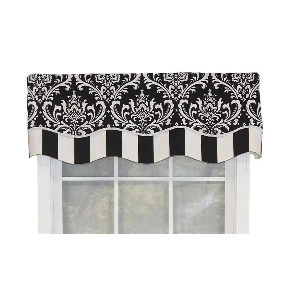 16"L Pocket, Trimmed. Valance X Rod Ozbourne 3" Layered, Black. Home Glory RLF 50"W