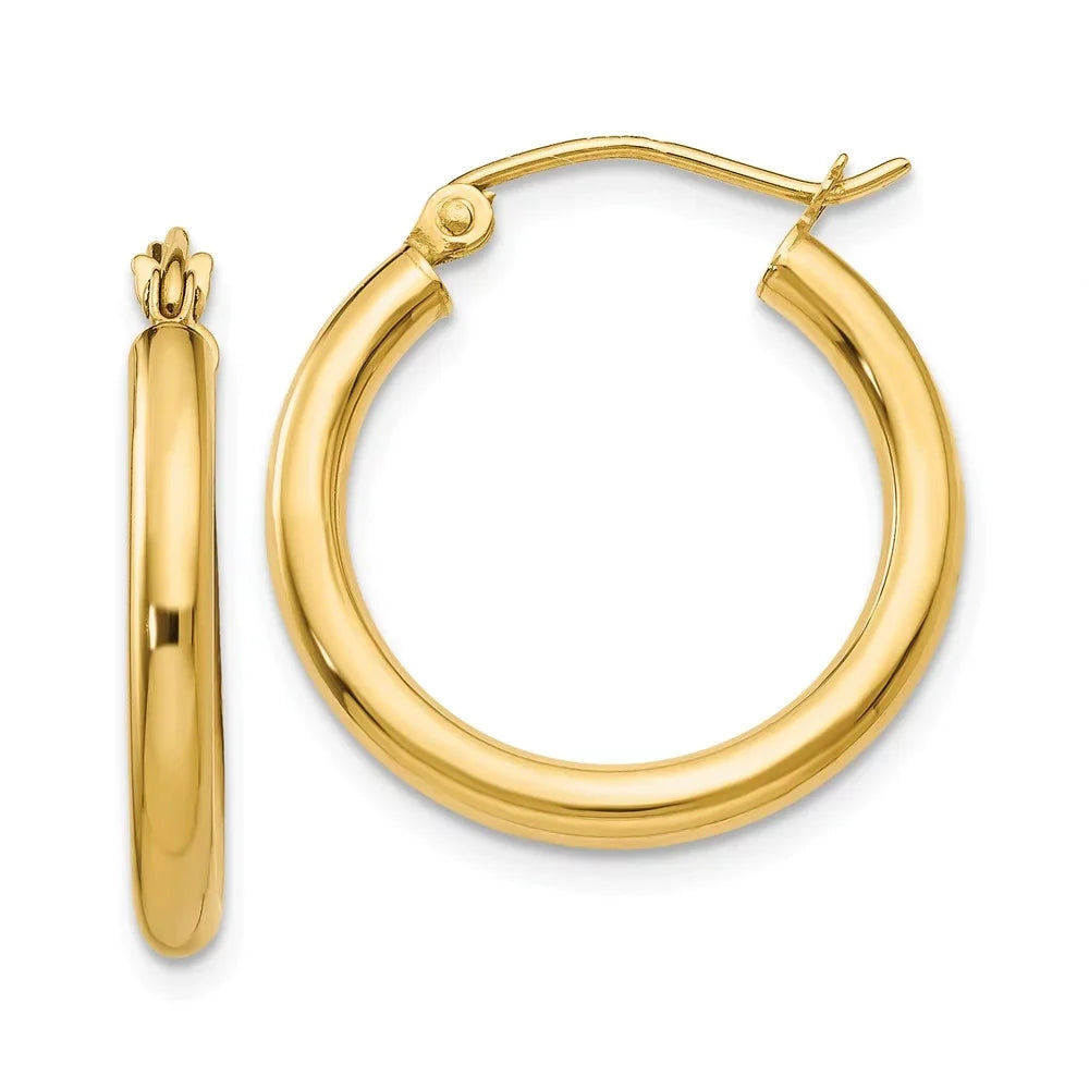Teens; for Men Earrings; Adults and Tube 2.5mm Yellow Women Polished 14kt Gold for Real and Hoop