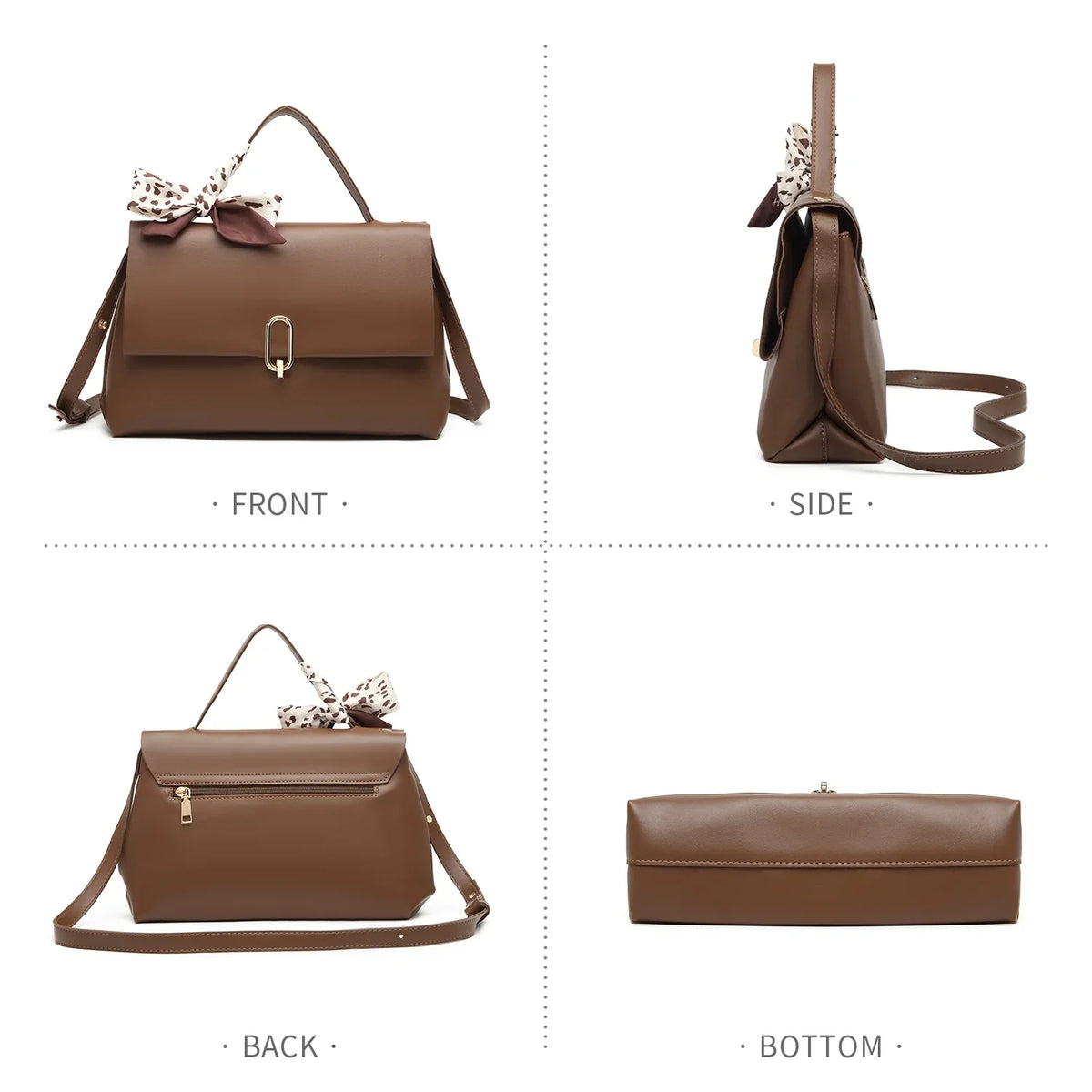 bag Scarf Brown Leather women handbags crossbody hand Flap Women's bags square PU Silk Shoulder Handle Bag bags ladies