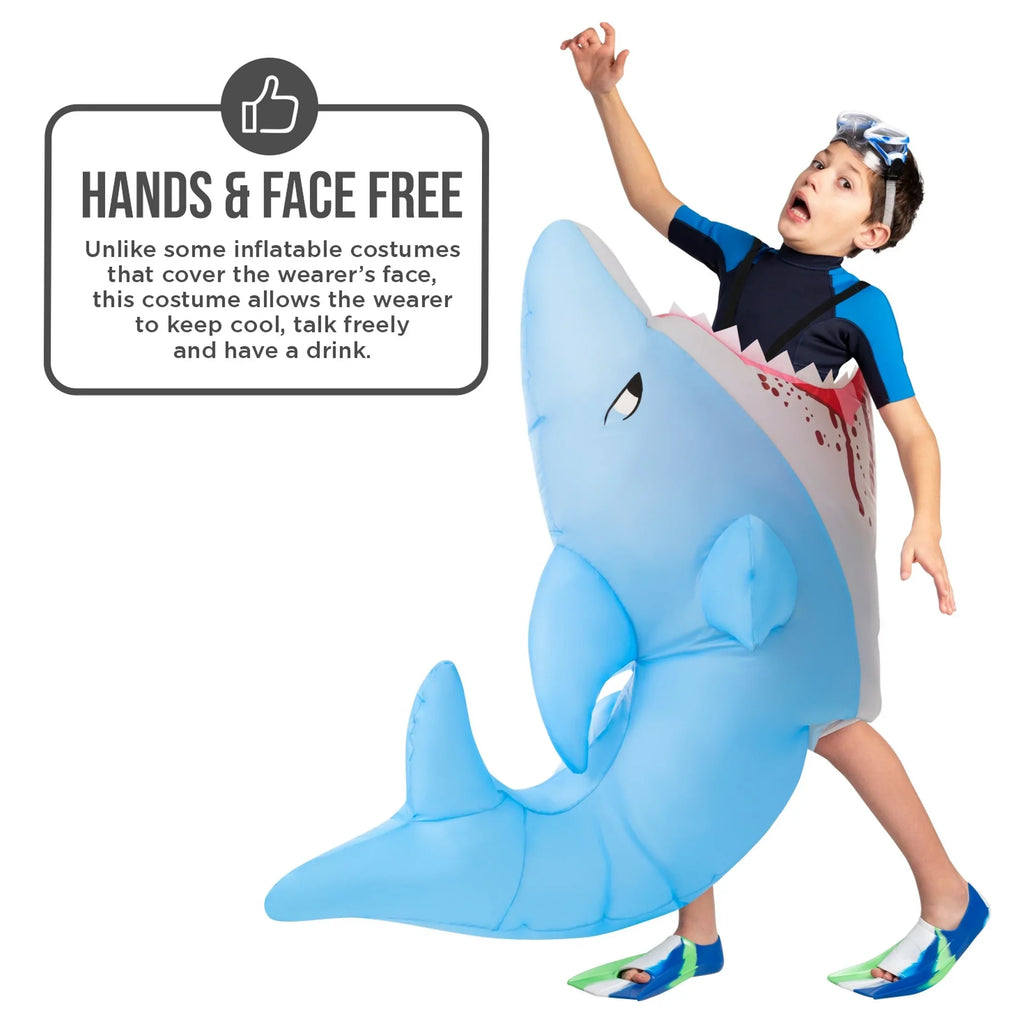Girl Boy Up Halloween Size Morph Halloween Shark Attack Blue Fish One Kids Blow Costume Inflatable