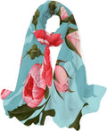 Girls for Wrap Neck Women Shawl Long Silk Roses Hyjoy Scarves Peony Scarf Lightweight And