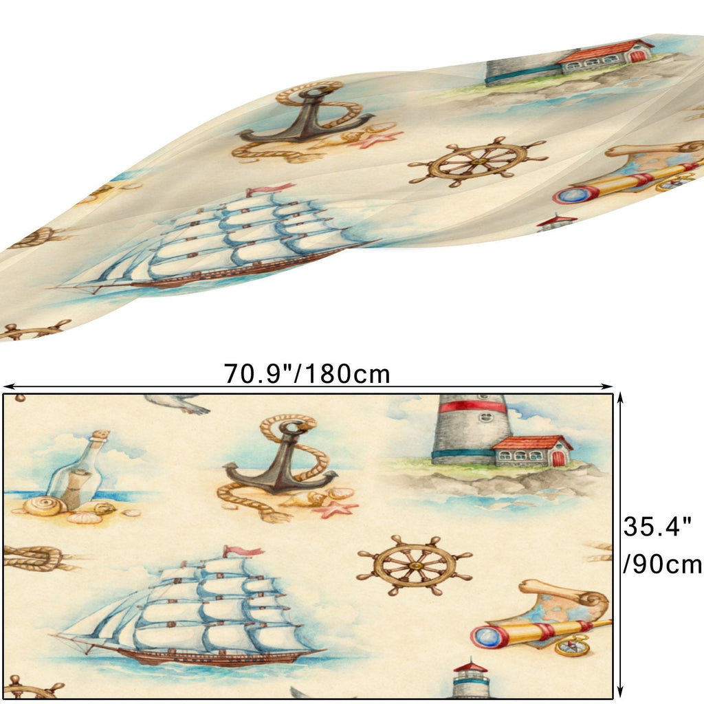 Wraps Large Watercolor Gift Hair Headscarf Women Scarf Long Neck Silk Packed Wraps Shawls Oblong Sunscreen for Nautical FREEAMG