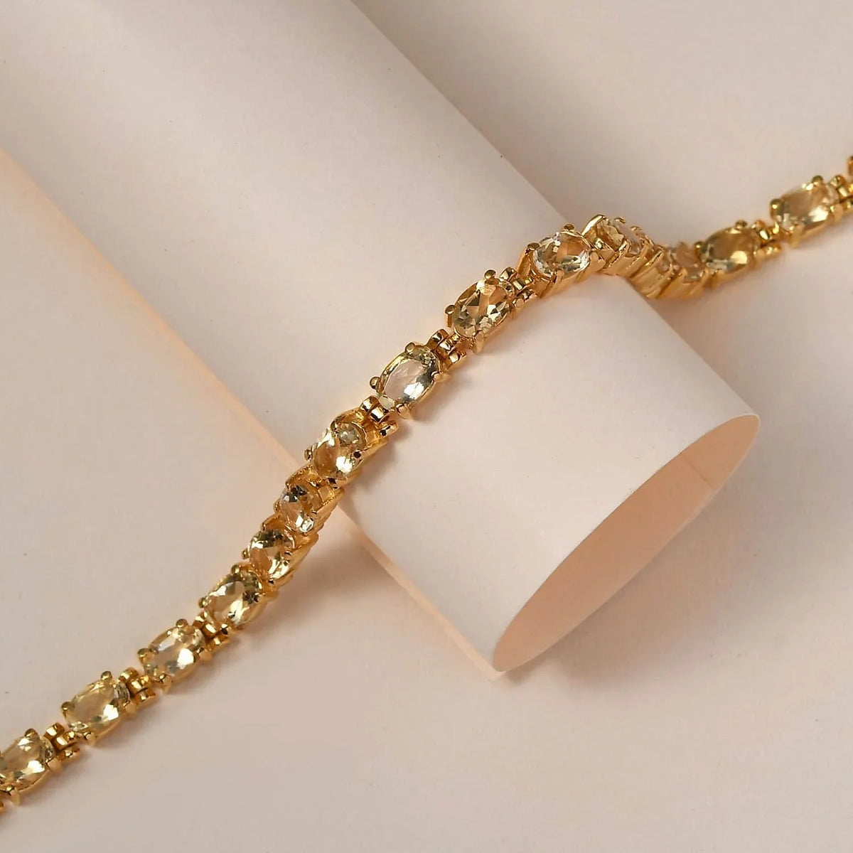 for Size LC 7.25" Ion Gold Women Jewelry 7.38 wristband Steel Shop Stainless Citrine Oval Gifts Ct Plated Yellow Birthday