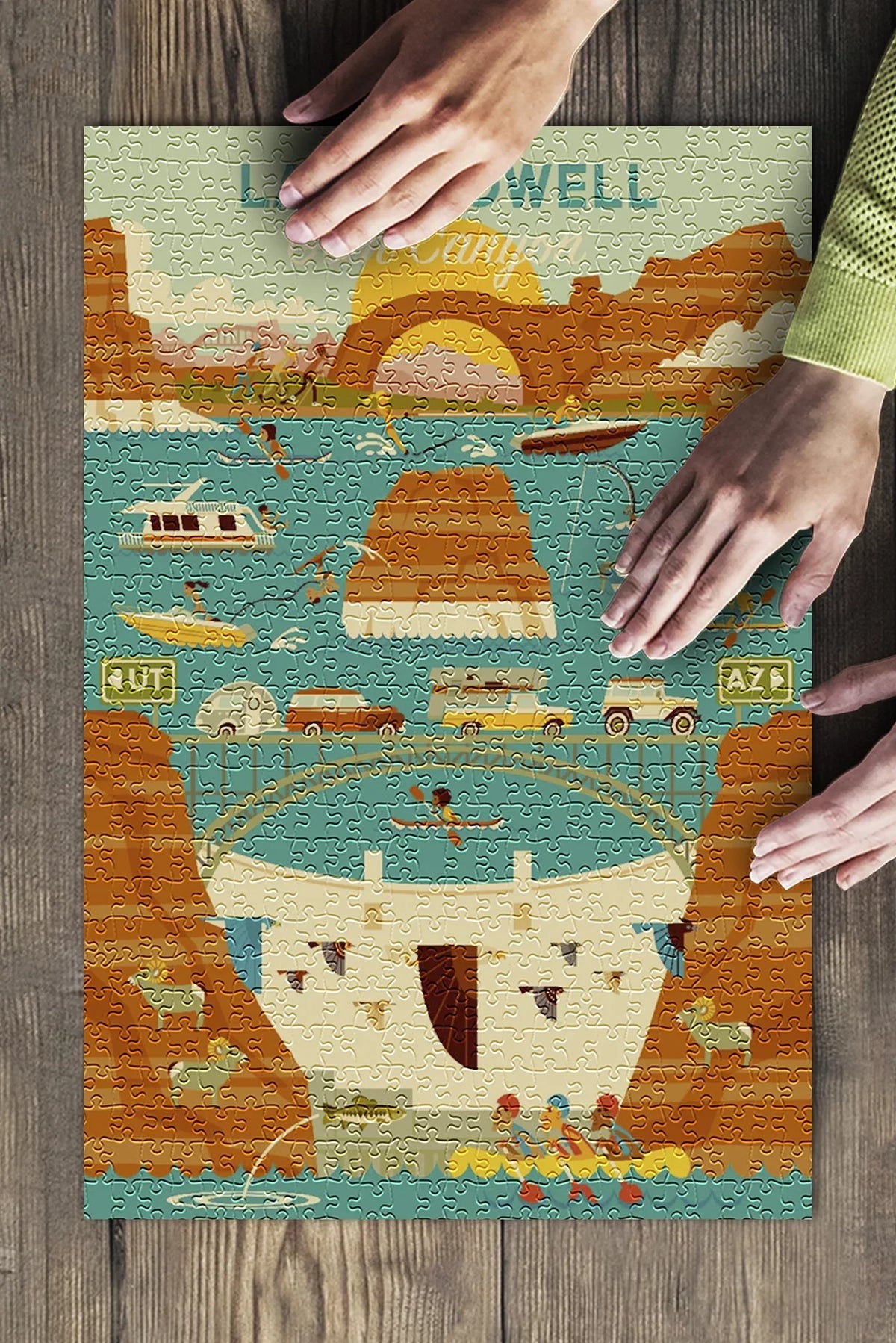 Glen Dam, (19x27 Lake Puzzle USA) 500 Made Piece Canyon Geometric Arizona, Powell, Family, and in Adults Premium for Jigsaw inches,